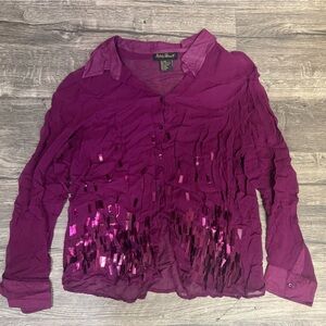 Ashley Stewart Purple Sequin Blouse